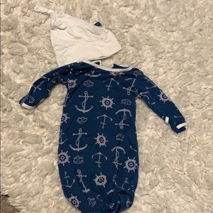 Kickee pants Layette gown with matching cap